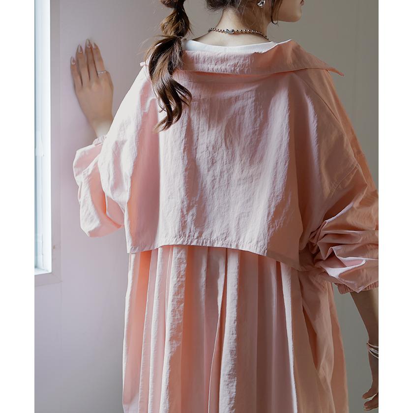 ブルゾン 撥水 軽量 レディース アウター プリーツ ライトアウター ジャケット マウンテンパーカー ナイロン スタンドカラー 体型カバー 大きいサイズ | HUG.U | 13