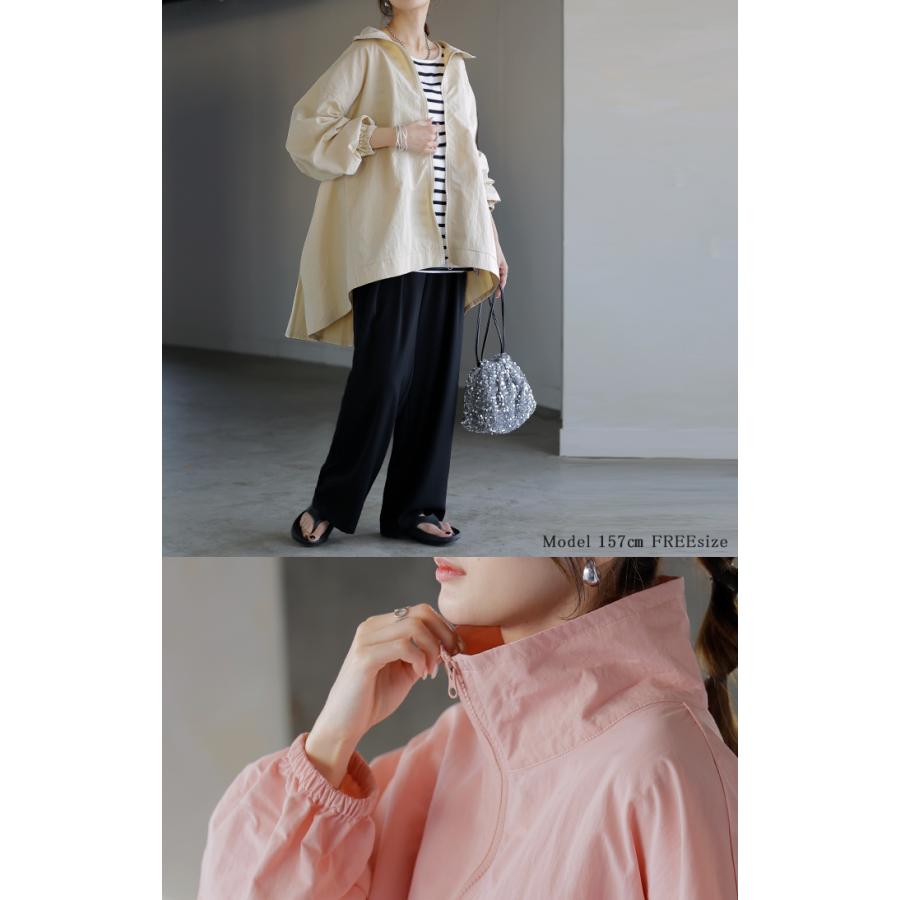 ブルゾン 撥水 軽量 レディース アウター プリーツ ライトアウター ジャケット マウンテンパーカー ナイロン スタンドカラー 体型カバー 大きいサイズ | HUG.U | 19