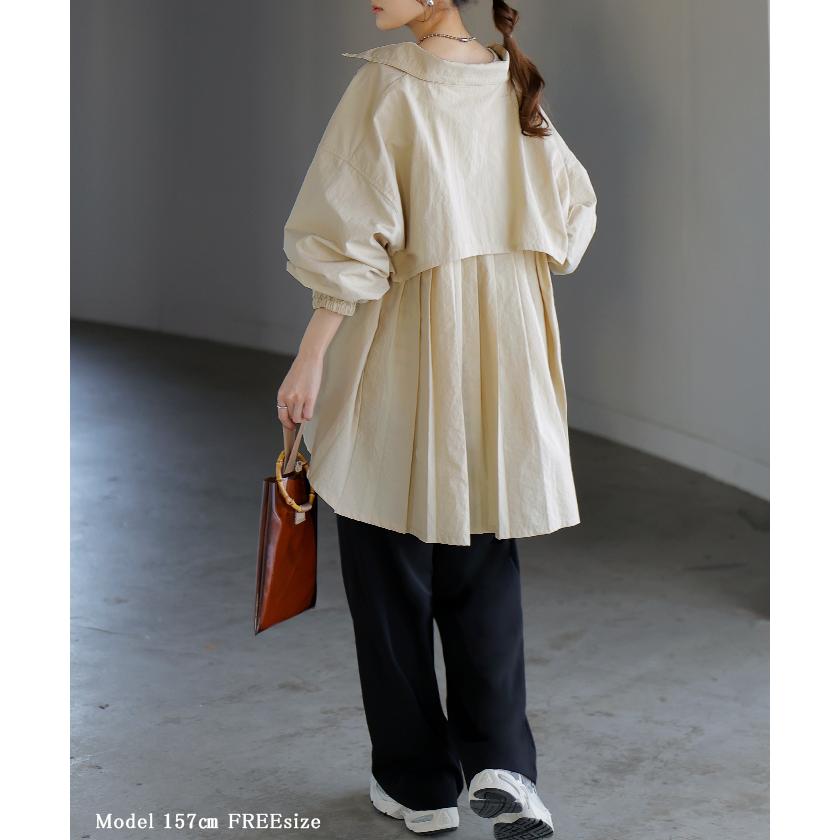 ブルゾン 撥水 軽量 レディース アウター プリーツ ライトアウター ジャケット マウンテンパーカー ナイロン スタンドカラー 体型カバー 大きいサイズ | HUG.U | 06