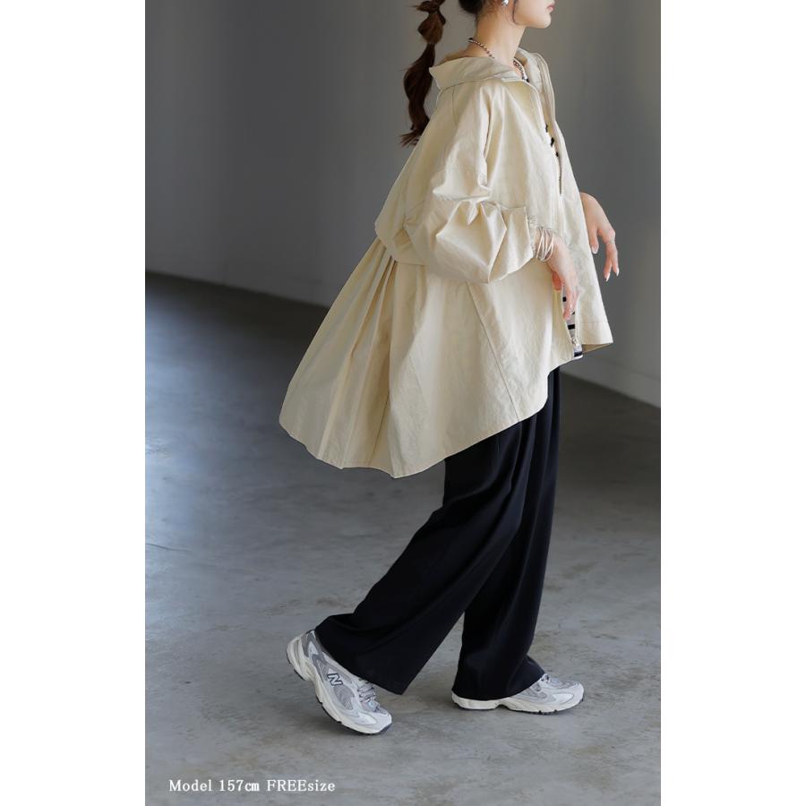 ブルゾン 撥水 軽量 レディース アウター プリーツ ライトアウター ジャケット マウンテンパーカー ナイロン スタンドカラー 体型カバー 大きいサイズ | HUG.U | 10