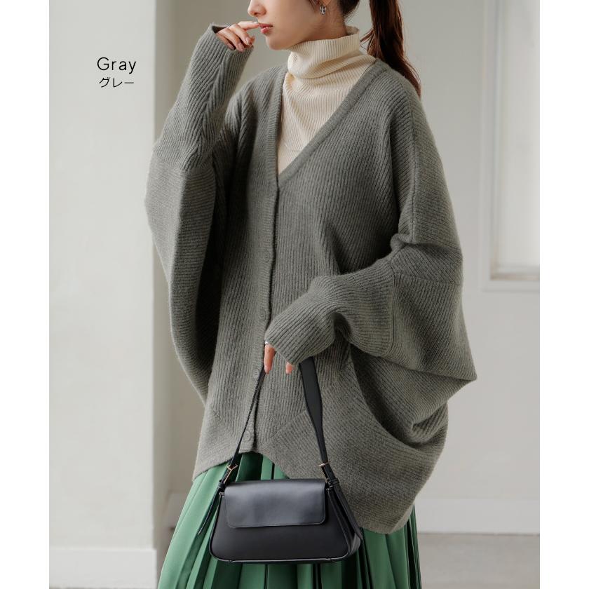 カーディガン ニット ドルマン ロング レディース カーデ トップス オーバー ニットカーディガン チクチクしない 長袖 長い ボリュームスリーブ | HUG.U | 14