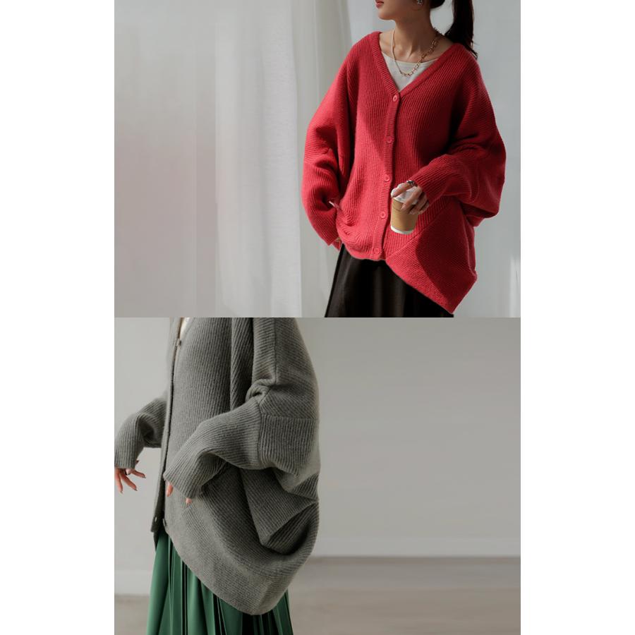 カーディガン ニット ドルマン ロング レディース カーデ トップス オーバー ニットカーディガン チクチクしない 長袖 長い ボリュームスリーブ | HUG.U | 06