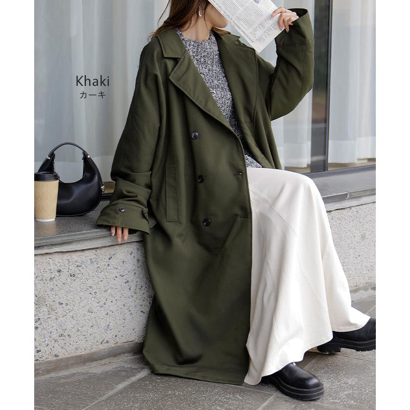 アウター トレンチコート 中綿 レディース コート ロング ロングコート トレンチ ジャケット オーバー ドルマン 羽織 オーバーサイズ 裏地 付き あったか | HUG.U | 13