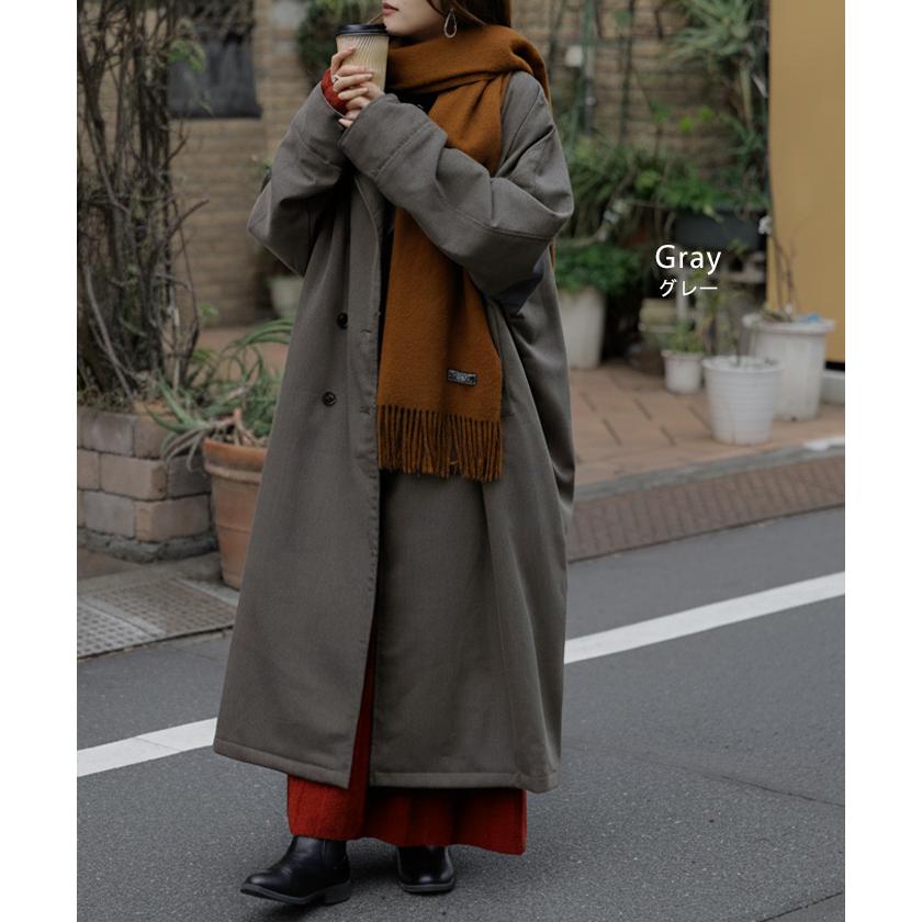 アウター トレンチコート 中綿 レディース コート ロング ロングコート トレンチ ジャケット オーバー ドルマン 羽織 オーバーサイズ 裏地 付き あったか | HUG.U | 14