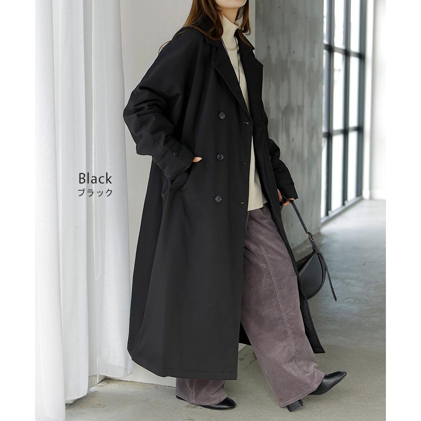 アウター トレンチコート 中綿 レディース コート ロング ロングコート トレンチ ジャケット オーバー ドルマン 羽織 オーバーサイズ 裏地 付き あったか | HUG.U | 15