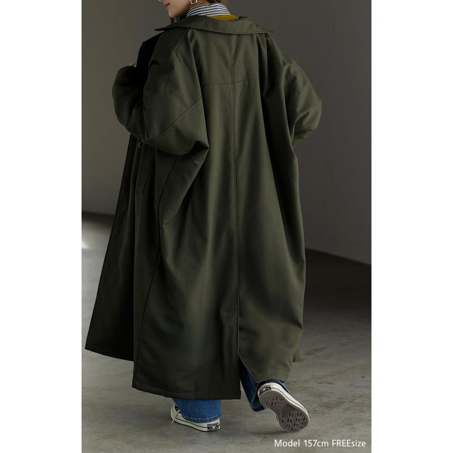 アウター トレンチコート 中綿 レディース コート ロング ロングコート トレンチ ジャケット オーバー ドルマン 羽織 オーバーサイズ 裏地 付き あったか | HUG.U | 19