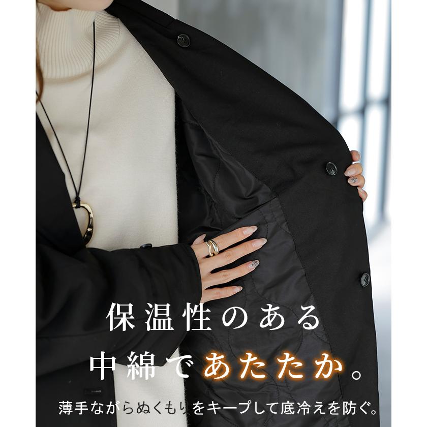 アウター トレンチコート 中綿 レディース コート ロング ロングコート トレンチ ジャケット オーバー ドルマン 羽織 オーバーサイズ 裏地 付き あったか | HUG.U | 05