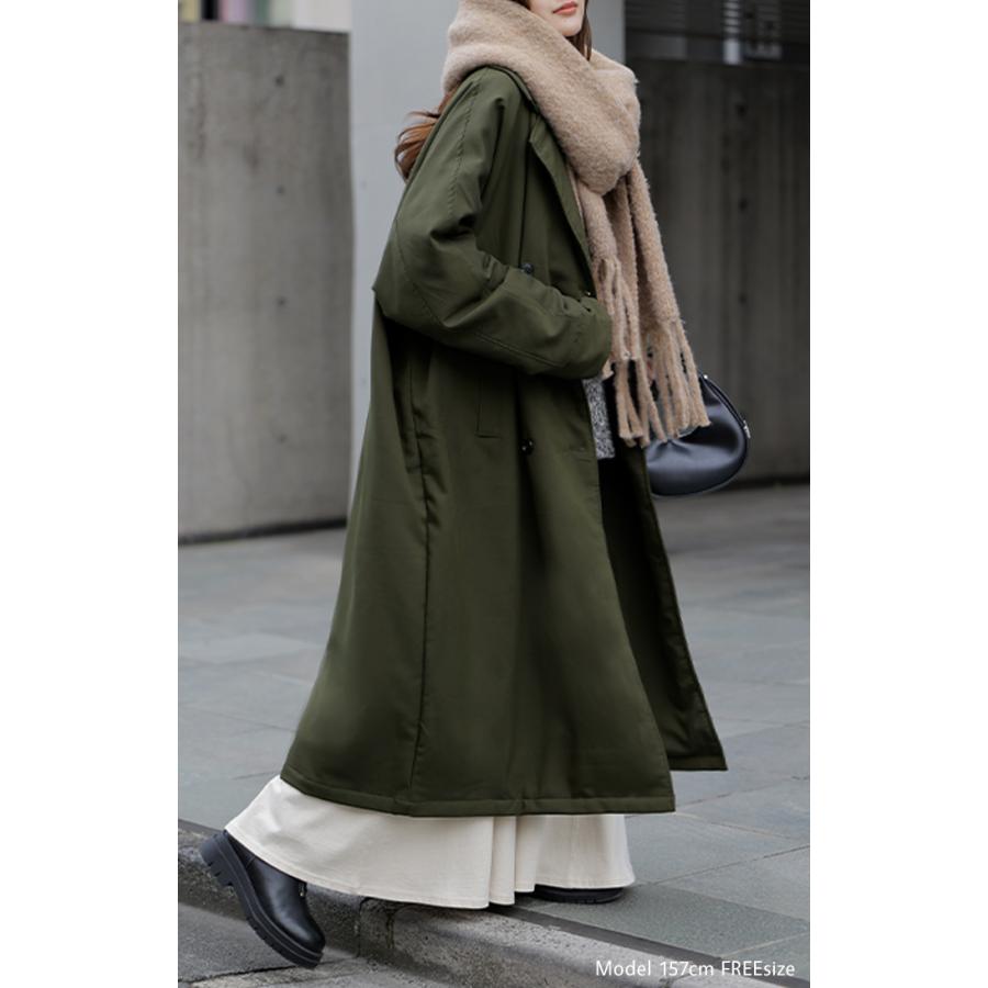 アウター トレンチコート 中綿 レディース コート ロング ロングコート トレンチ ジャケット オーバー ドルマン 羽織 オーバーサイズ 裏地 付き あったか | HUG.U | 10
