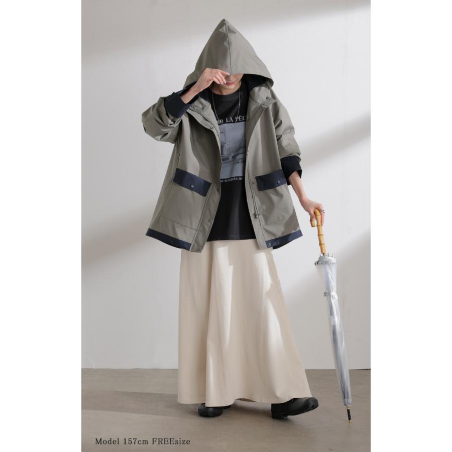 マウンテンパーカー 配色 ライトアウター レディース アウター 微 撥水 バイカラー フード ブルゾン ジャケット ジャンパー 羽織り 薄手 フーディー 体型カバー | HUG.U | 16