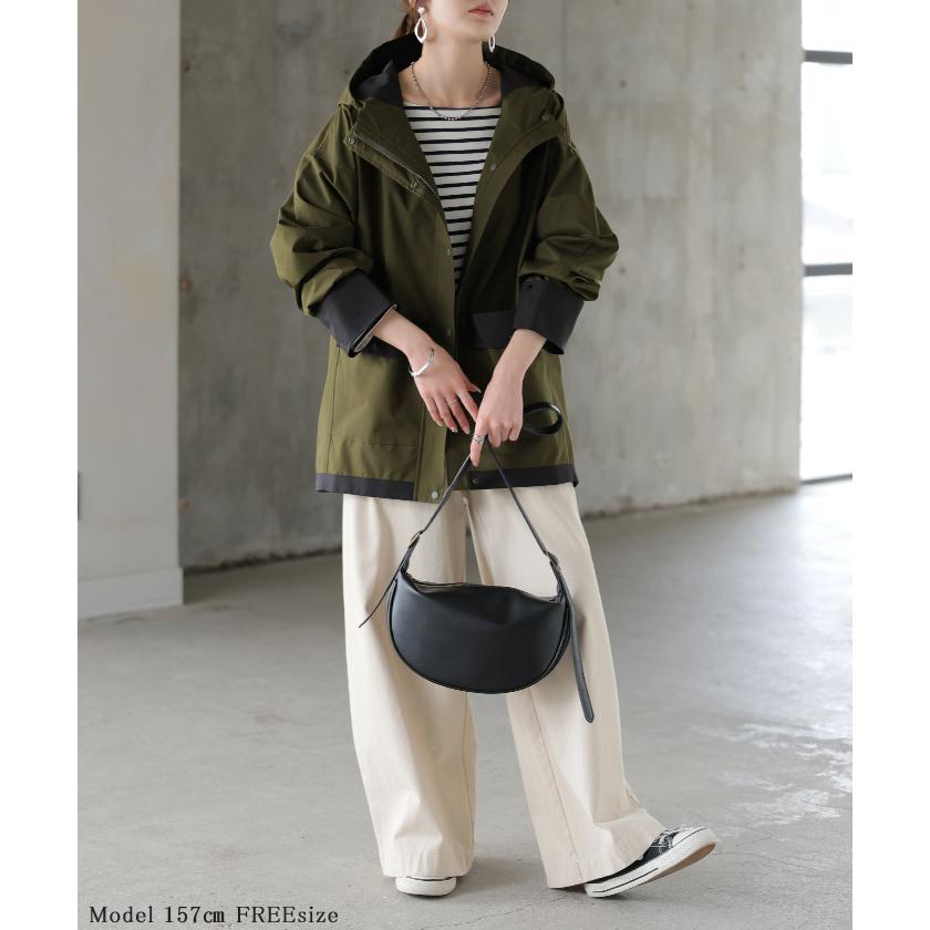 マウンテンパーカー 配色 ライトアウター レディース アウター 微 撥水 バイカラー フード ブルゾン ジャケット ジャンパー 羽織り 薄手 フーディー 体型カバー | HUG.U | 18