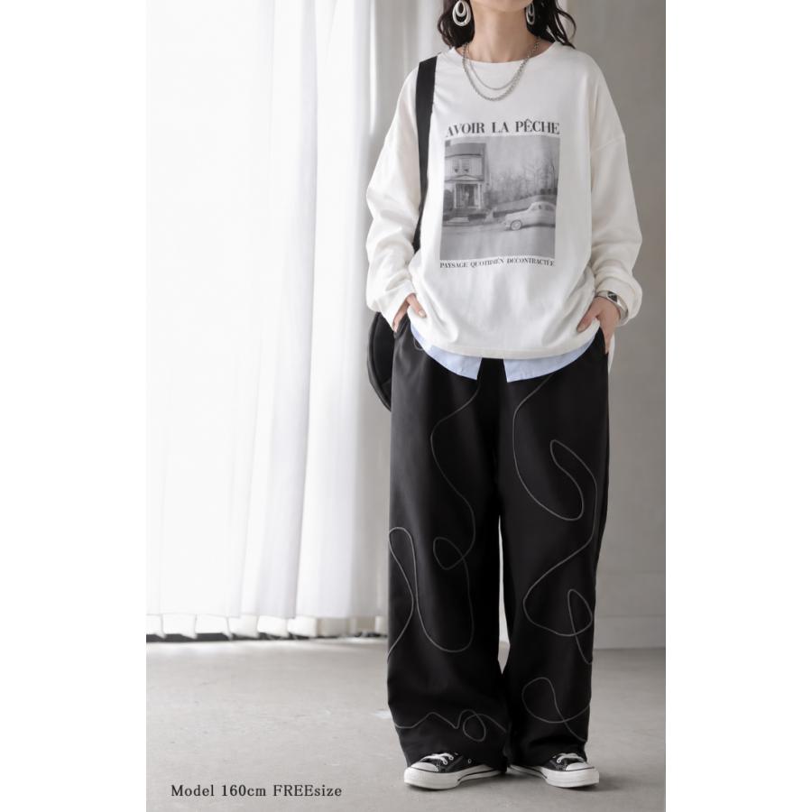 パンツ 刺繍 ワイド レディース ボトムス コード刺〓 ロング ロングパンツ ズボン 総ゴム ウエストゴム ポケット ハイウエスト ギャザー 総柄 イージーパンツ | HUG.U | 18
