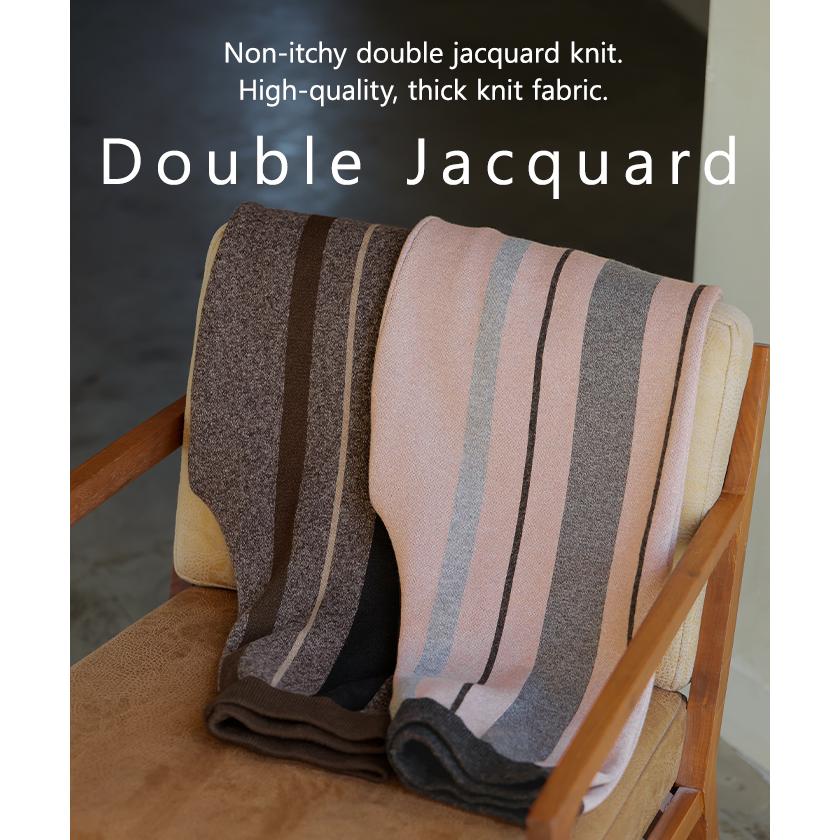 パンツ ストライプ ニット ワイド レディース ニットパンツ ダブルジャガード ワイドパンツ ロング ロングパンツ 長い 体型カバー 総柄 ボトムス | HUG.U | 08