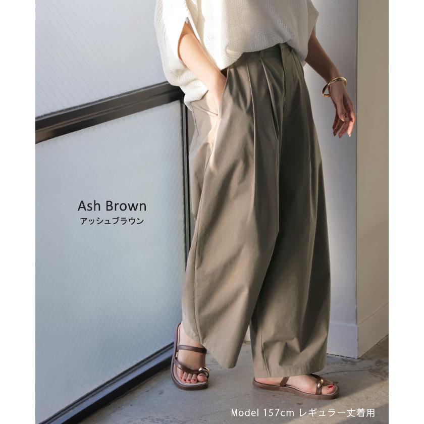 パンツ ワイド タックパンツ バレルパンツ レディース タック ワイドパンツ 綿100 ロング ロングパンツ ツータック 体型カバー ボトムス バレル カーブパンツ | HUG.U | 15