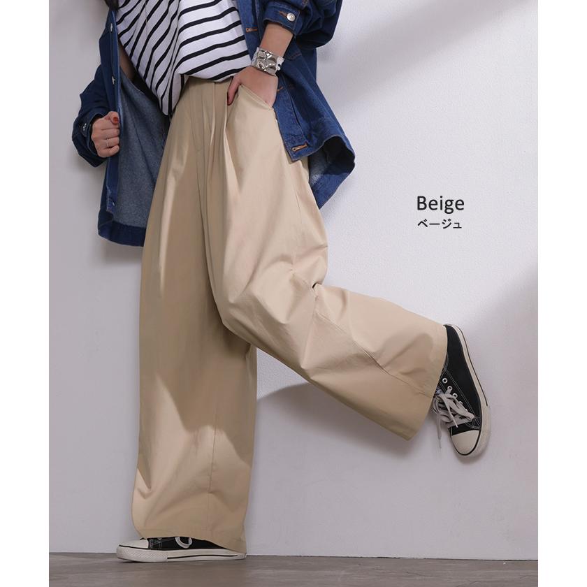 パンツ ワイド タックパンツ バレルパンツ レディース タック ワイドパンツ 綿100 ロング ロングパンツ ツータック 体型カバー ボトムス バレル カーブパンツ | HUG.U | 16