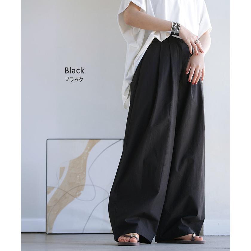 パンツ ワイド タックパンツ バレルパンツ レディース タック ワイドパンツ 綿100 ロング ロングパンツ ツータック 体型カバー ボトムス バレル カーブパンツ | HUG.U | 19