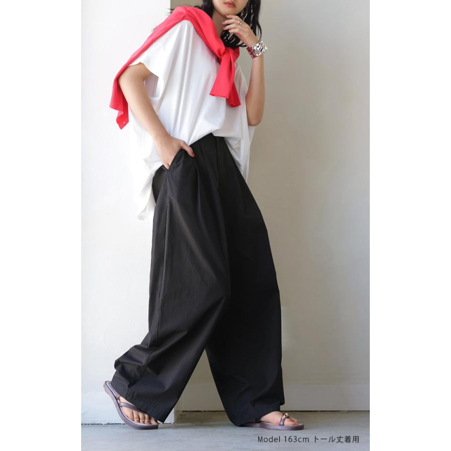 パンツ ワイド タックパンツ バレルパンツ レディース タック ワイドパンツ 綿100 ロング ロングパンツ ツータック 体型カバー ボトムス バレル カーブパンツ | HUG.U | 06