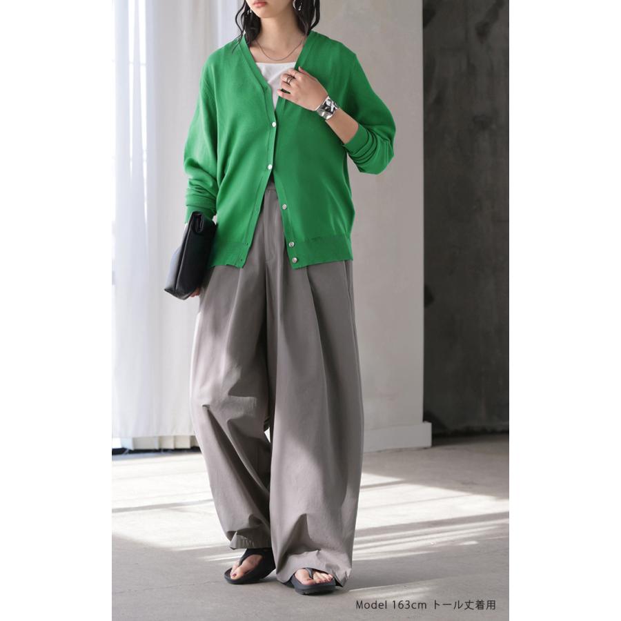 パンツ ワイド タックパンツ バレルパンツ レディース タック ワイドパンツ 綿100 ロング ロングパンツ ツータック 体型カバー ボトムス バレル カーブパンツ | HUG.U | 12