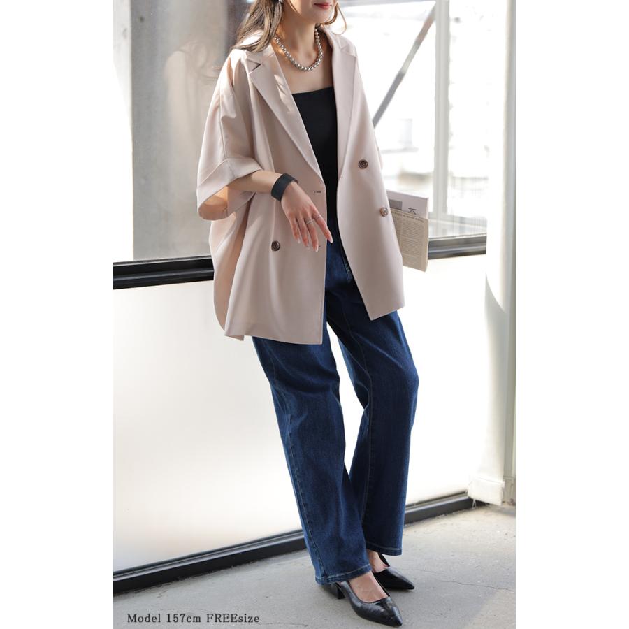 ジャケット 半袖 洗える テーラードジャケット レディース アウター マシンウォッシャブル リネン風 リネンタッチ 涼しい UVカット 遮蔽率95.6% 吸水速乾 | HUG.U | 21