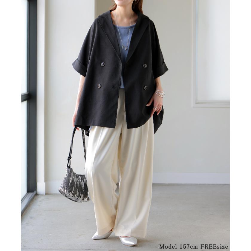 ジャケット 半袖 洗える テーラードジャケット レディース アウター マシンウォッシャブル リネン風 リネンタッチ 涼しい UVカット 遮蔽率95.6% 吸水速乾 | HUG.U | 05