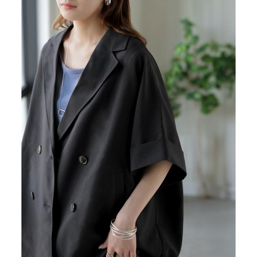 ジャケット 半袖 洗える テーラードジャケット レディース アウター マシンウォッシャブル リネン風 リネンタッチ 涼しい UVカット 遮蔽率95.6% 吸水速乾 | HUG.U | 11