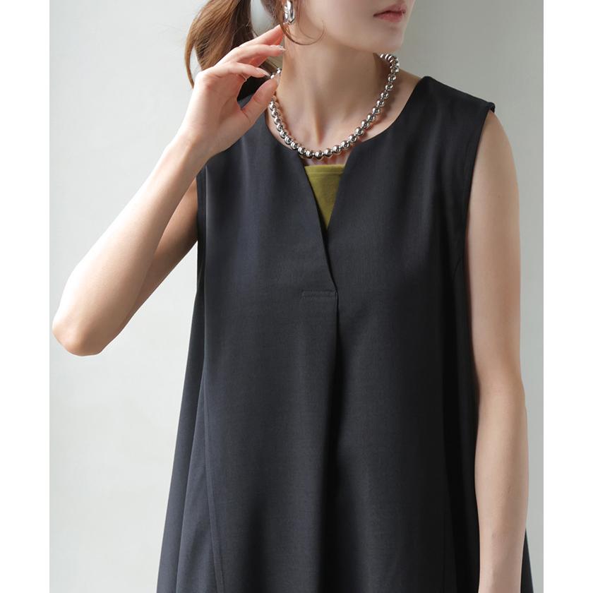 ワンピース 約30分で乾く 洗える ロング ロングワンピース レディース ワンピ ノースリーブ タンクトップ Vネック リネン風 リネンタッチ マシンウォッシャブル | HUG.U | 11