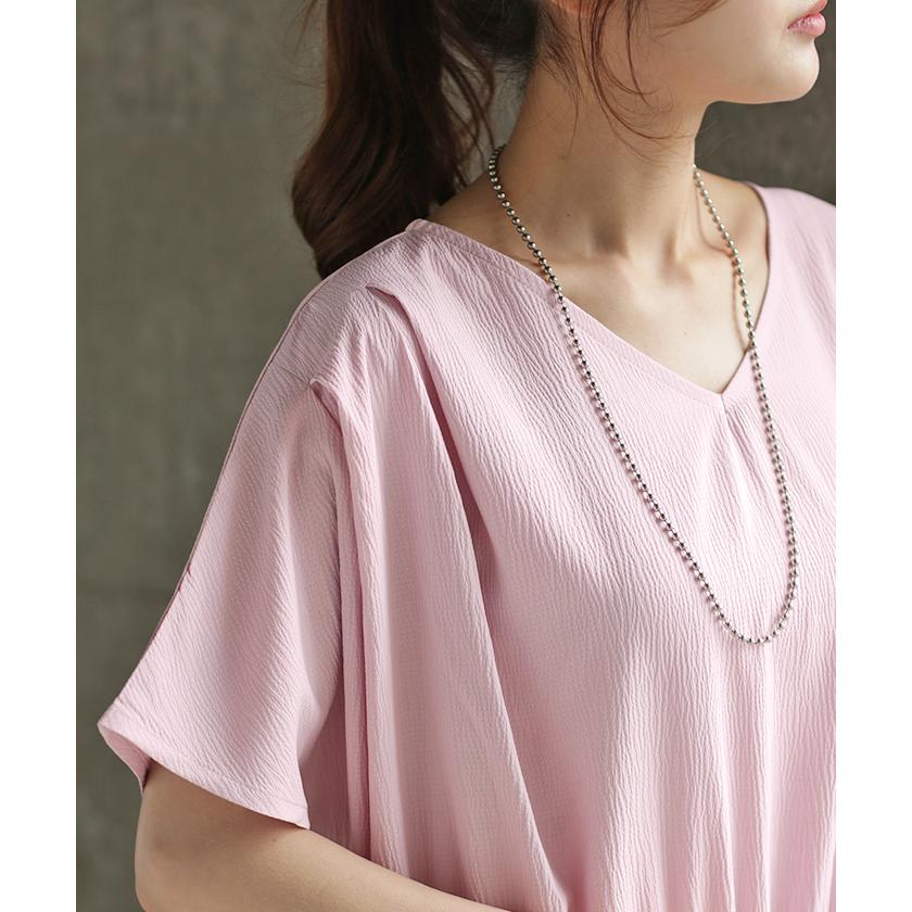 ワンピース ロング 涼感 ゆったり レディース ワンピ ロングワンピース マキシワンピース フレアワンピ Aライン Vネック フレンチス | HUG.U | 06