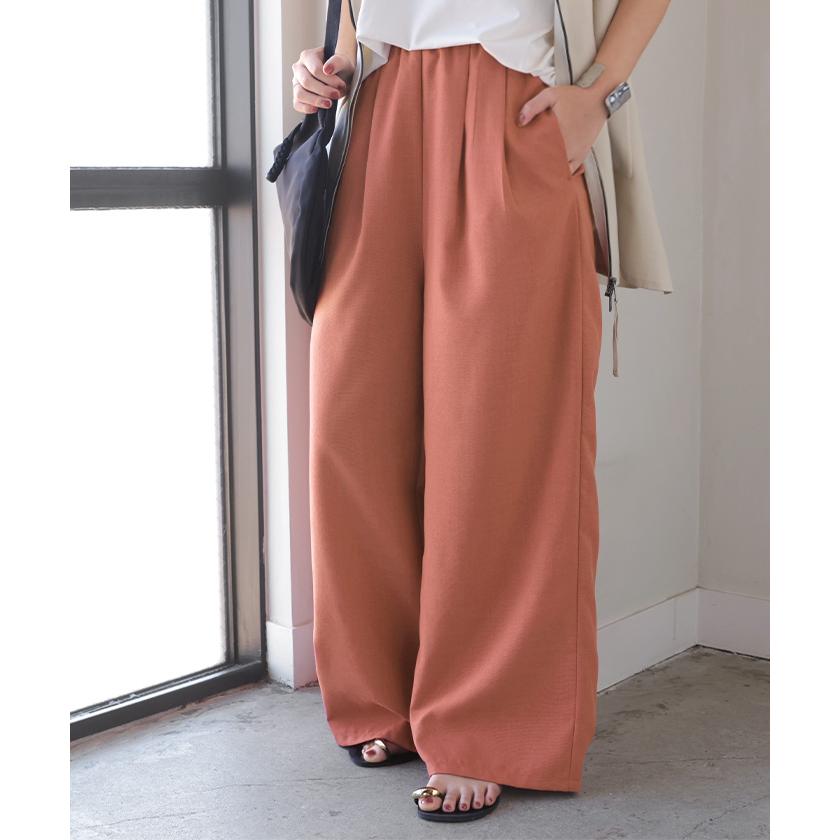 パンツ ワイド イージーケア 30分で乾く リネン ライク レディース ワイドパンツ ロング シワになりにくい UVカット 薄手 吸水速乾 ボトムス ボトム ストレート | HUG.U | 07
