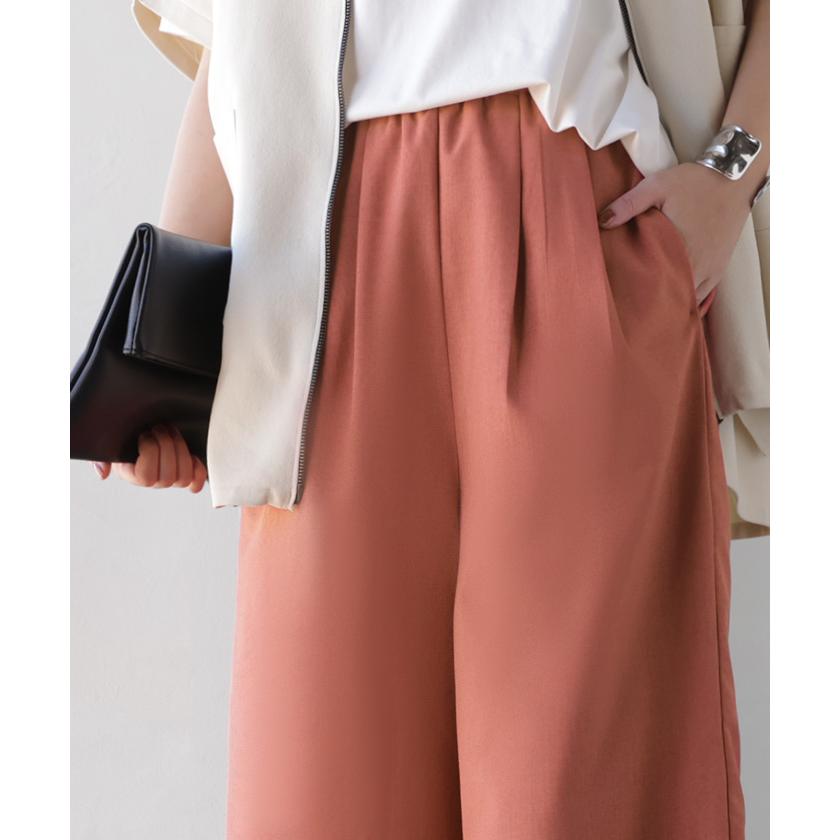 パンツ ワイド イージーケア 30分で乾く リネン ライク レディース ワイドパンツ ロング シワになりにくい UVカット 薄手 吸水速乾 ボトムス ボトム ストレート | HUG.U | 12
