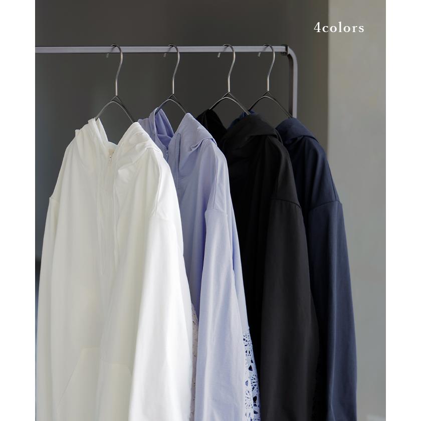 UVパーカー レース 遮へい率99.4% レディース 接触冷感 アウター 涼しい UVカット ひんやり 抗菌 吸水速乾 薄手 パーカー 指穴 フード ロング レイヤード | HUG.U | 13