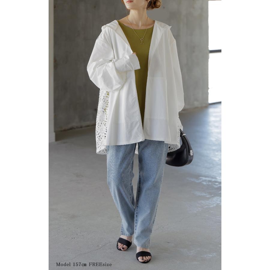 UVパーカー レース 遮へい率99.4% レディース 接触冷感 アウター 涼しい UVカット ひんやり 抗菌 吸水速乾 薄手 パーカー 指穴 フード ロング レイヤード | HUG.U | 15