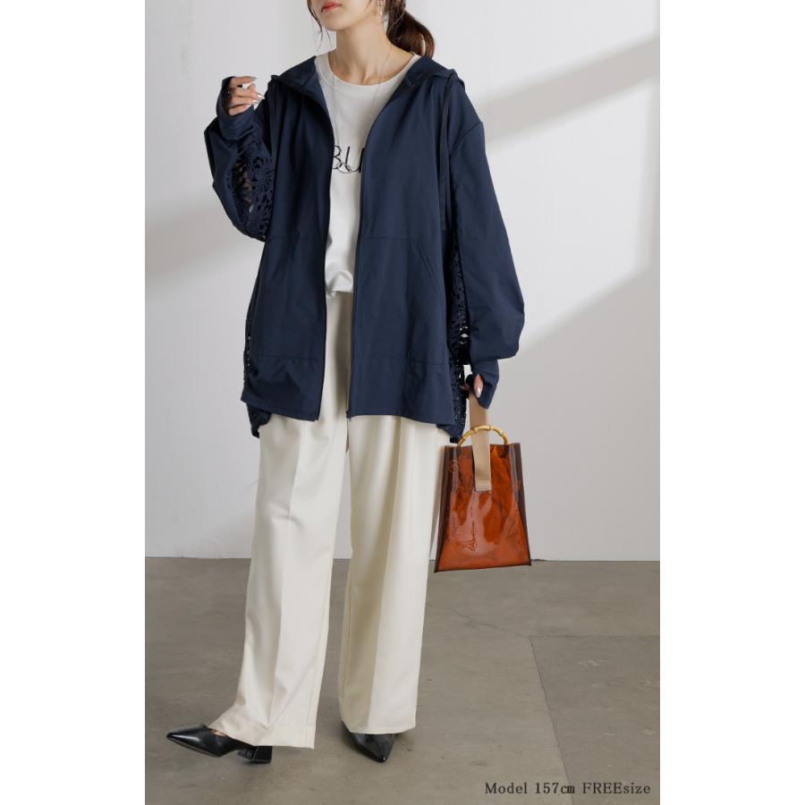 UVパーカー レース 遮へい率99.4% レディース 接触冷感 アウター 涼しい UVカット ひんやり 抗菌 吸水速乾 薄手 パーカー 指穴 フード ロング レイヤード | HUG.U | 22