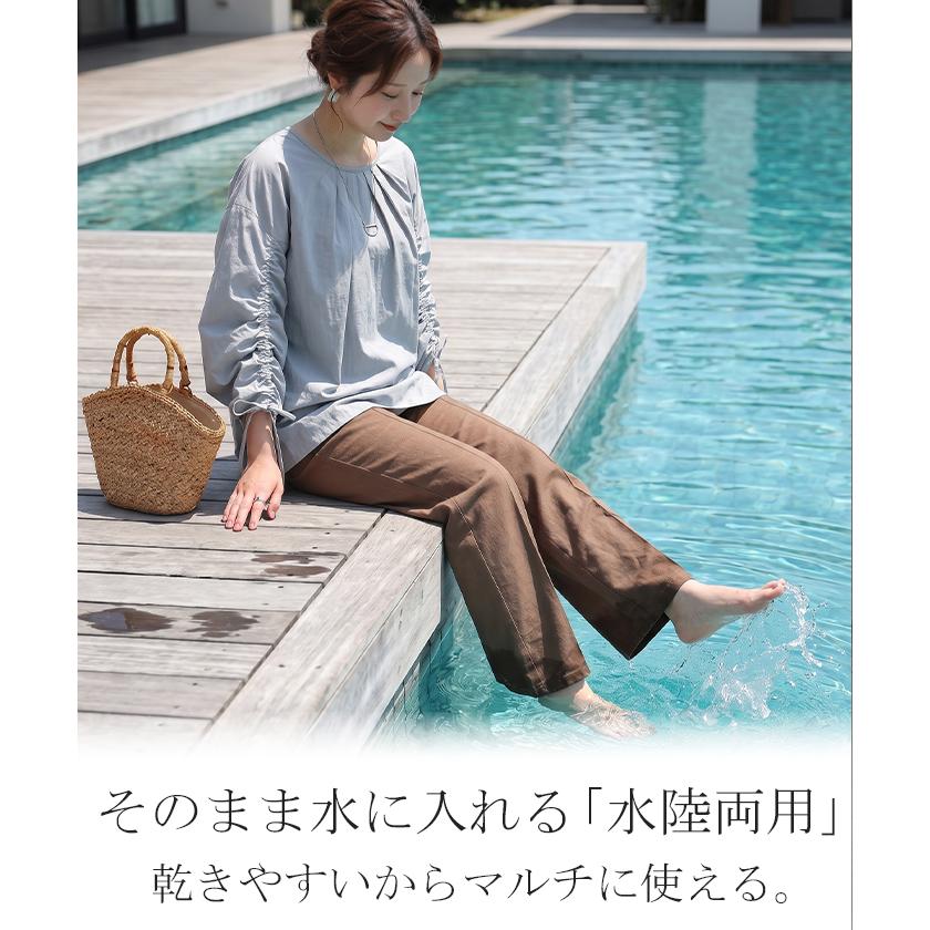 ラッシュガード 上下 2点セット UVカット 水陸両用 レディース 長袖 トップス ロング パンツ キーネック クルーネック 紫外線対策 | HUG.U | 05
