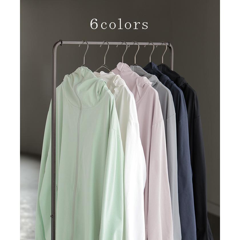 UVカットパーカー つば付き UVカット パーカー 涼しい チュニック アウター レディース ライトアウター トップス フード フーディー | HUG.U | 19