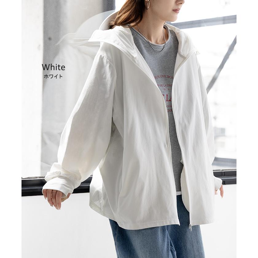 UVカットパーカー つば付き UVカット パーカー 涼しい チュニック アウター レディース ライトアウター トップス フード フーディー | HUG.U | 22