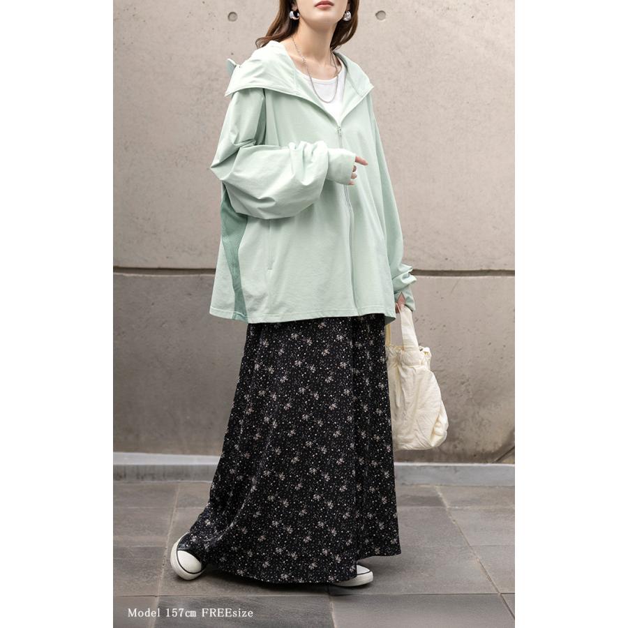 UVカットパーカー つば付き UVカット パーカー 涼しい チュニック アウター レディース ライトアウター トップス フード フーディー | HUG.U | 13