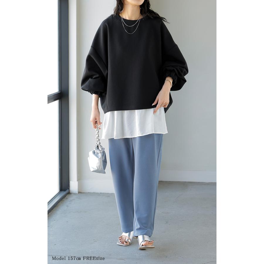 スウェット キャミ 2点セット レディース トップス キャミソール インナー タンク トレーナー ポンチ プルオーバー ボリュームスリーブ 付け裾 長袖 | HUG.U | 11