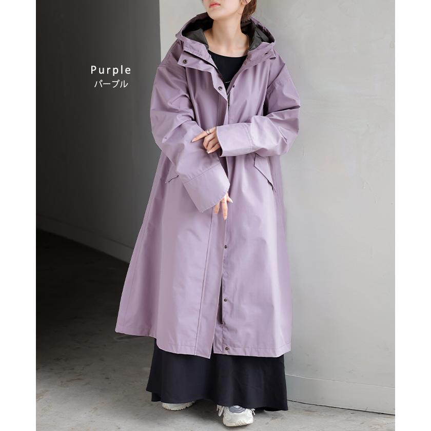 レインコート コート ロング レディース アウター 自転車 体型カバー リュック対応 通勤 通学 カッパ 雨具 撥水 ロングコート レインウェア スプリングコート | HUG.U | 14