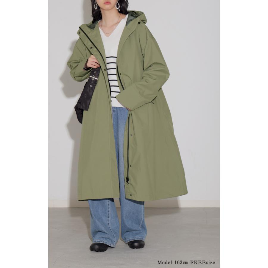 レインコート コート ロング レディース アウター 自転車 体型カバー リュック対応 通勤 通学 カッパ 雨具 撥水 ロングコート レインウェア スプリングコート | HUG.U | 21