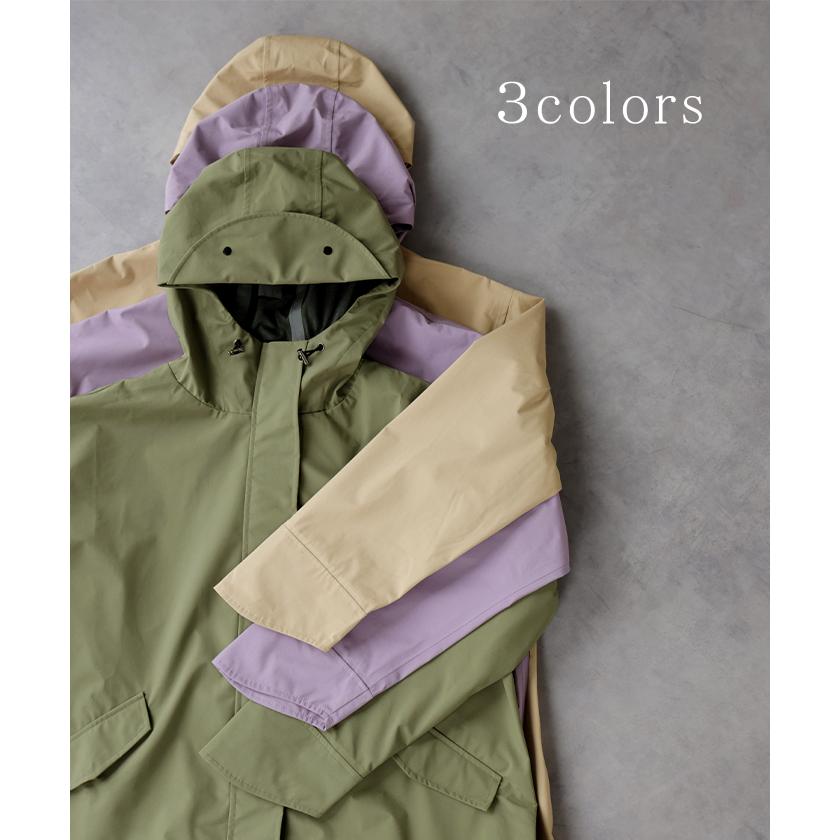 レインコート コート ロング レディース アウター 自転車 体型カバー リュック対応 通勤 通学 カッパ 雨具 撥水 ロングコート レインウェア スプリングコート | HUG.U | 11