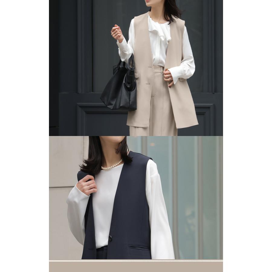 フォーマル 2点セット パンツ ジレ ベスト レディース パンツスーツ スーツ セットアップ ノーカラー 入学式 卒業式 お宮参り セレモニースーツ | HUG.U | 16