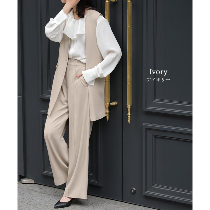 フォーマル 2点セット パンツ ジレ ベスト レディース パンツスーツ スーツ セットアップ ノーカラー 入学式 卒業式 お宮参り セレモニースーツ | HUG.U | 21