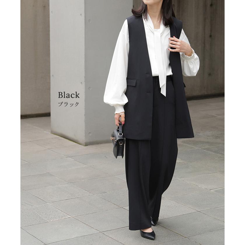 フォーマル 2点セット パンツ ジレ ベスト レディース パンツスーツ スーツ セットアップ ノーカラー 入学式 卒業式 お宮参り セレモニースーツ | HUG.U | 22