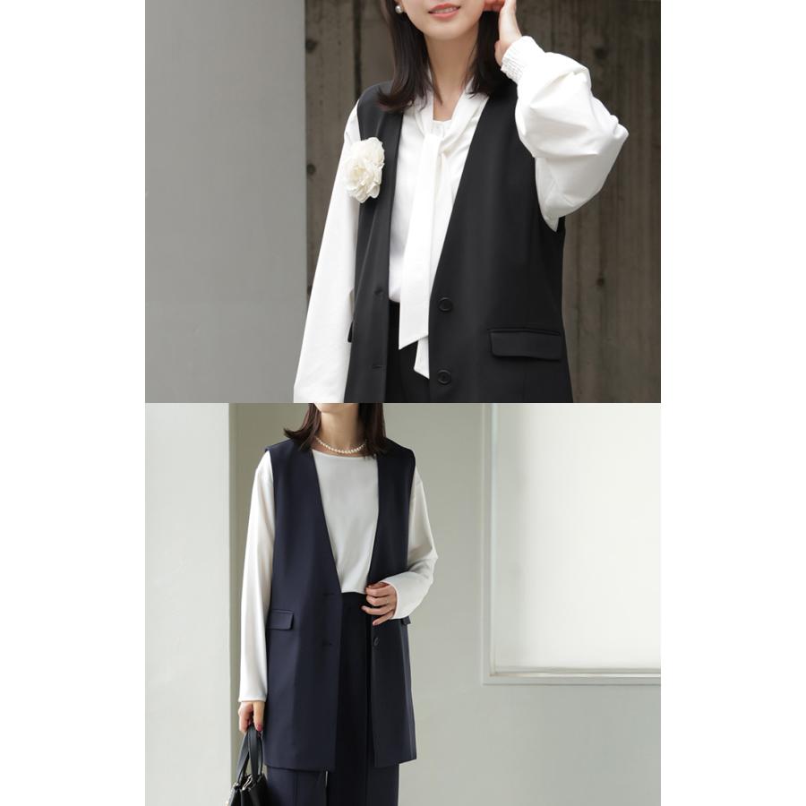 フォーマル 2点セット パンツ ジレ ベスト レディース パンツスーツ スーツ セットアップ ノーカラー 入学式 卒業式 お宮参り セレモニースーツ | HUG.U | 05