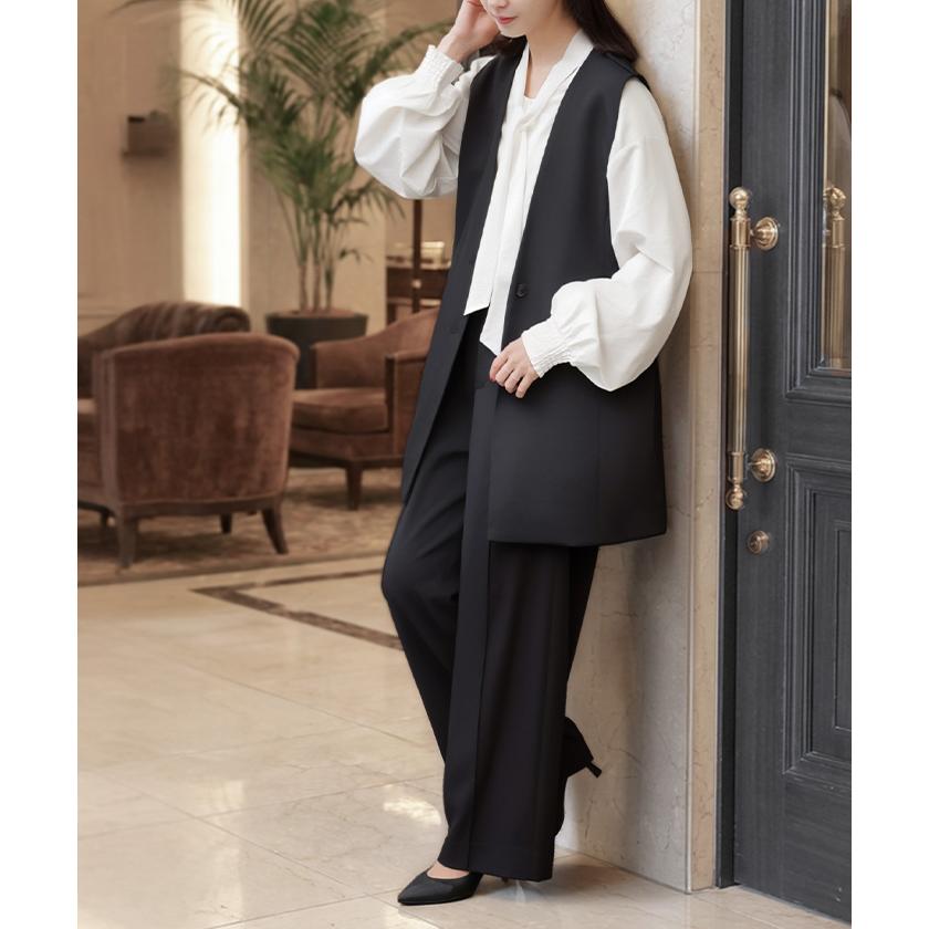 フォーマル 2点セット パンツ ジレ ベスト レディース パンツスーツ スーツ セットアップ ノーカラー 入学式 卒業式 お宮参り セレモニースーツ | HUG.U | 08