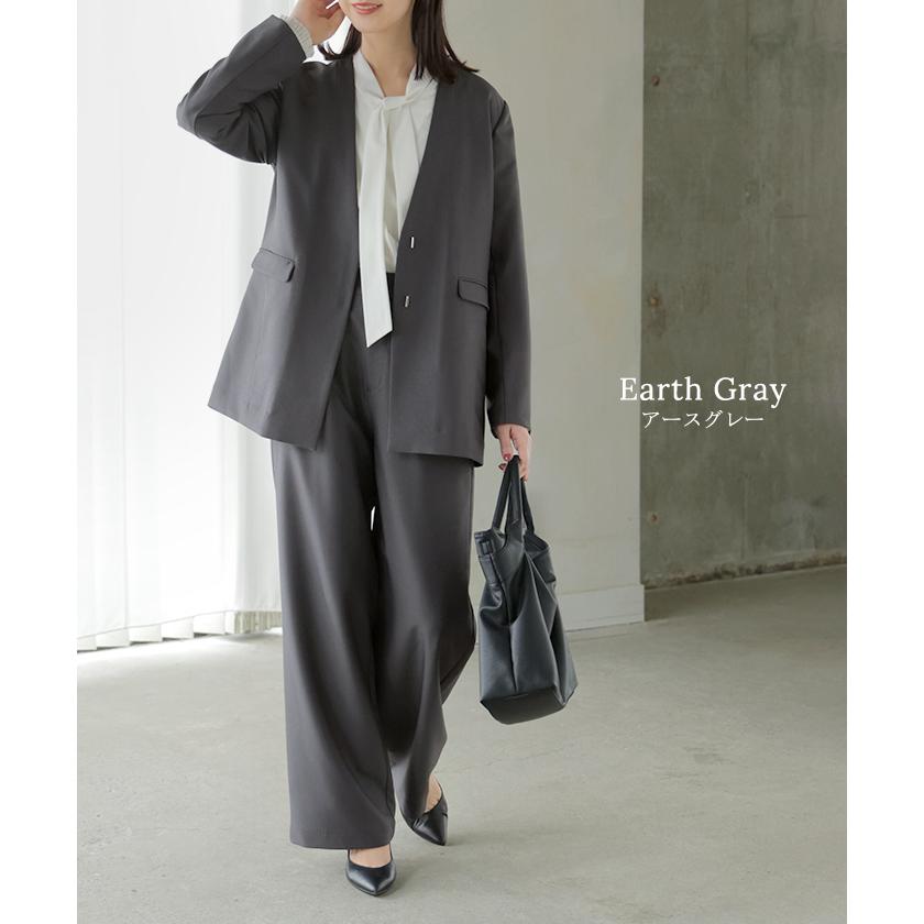 フォーマル 2点セット パンツ ジャケット レディース パンツスーツ スーツ セットアップ ノーカラー 入学式 卒業式 お宮参り セレモニースーツ レディーススーツ | HUG.U | 19