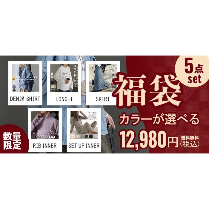 早い者勝ち！【 選べる カラー 2026 福袋 】5点セット コーデセット レディース デニム シャツ ロンT ロゴ スカート シアー インナー 人気 セット 上下セット | HUG.U | 10