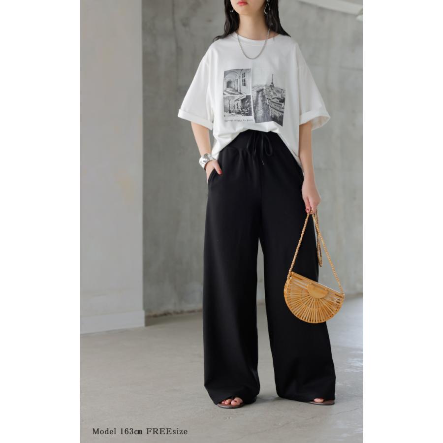 パンツ ワイド レディース ボトムス シワになりにくい ズボン ずぼん ロングパンツ ロング ストレート ウエストゴム 締め付けない ストレッチ マタニティ 妊娠 | HUG.U | 20