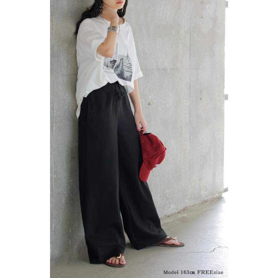 パンツ ワイド レディース ボトムス シワになりにくい ズボン ずぼん ロングパンツ ロング ストレート ウエストゴム 締め付けない ストレッチ マタニティ 妊娠 | HUG.U | 06