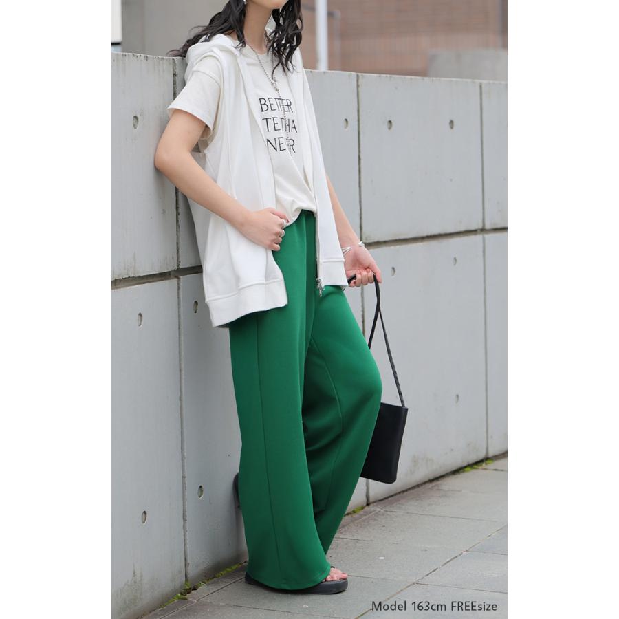 パンツ ワイド 極楽 レディース ボトムス ロング ストレート ずぼん ボトム ウエスト 紐 締め付けない ラクチン ストレッチ カジュアル マタニティ ハイウエスト | HUG.U | 22