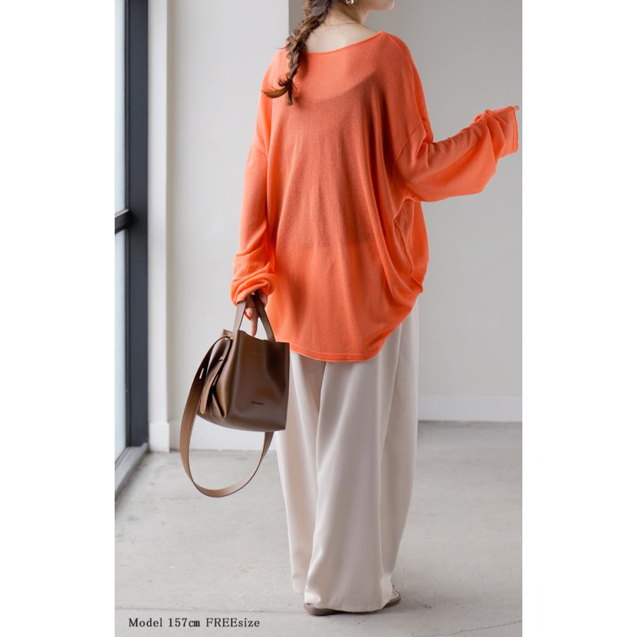 ニット シアーニット ラメ レディース 透かし編み トップス セーター チュニック シアー 透け感 上品 レイヤード 重ね着 天竺編み ゆったり 体型カバー | HUG.U | 09